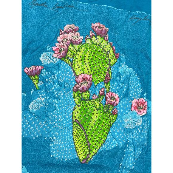 VTG Opuntia Cactus Textured Art Print T-Shirt XL 1990s Single Stitch Hazelwood - Picture 7 of 16